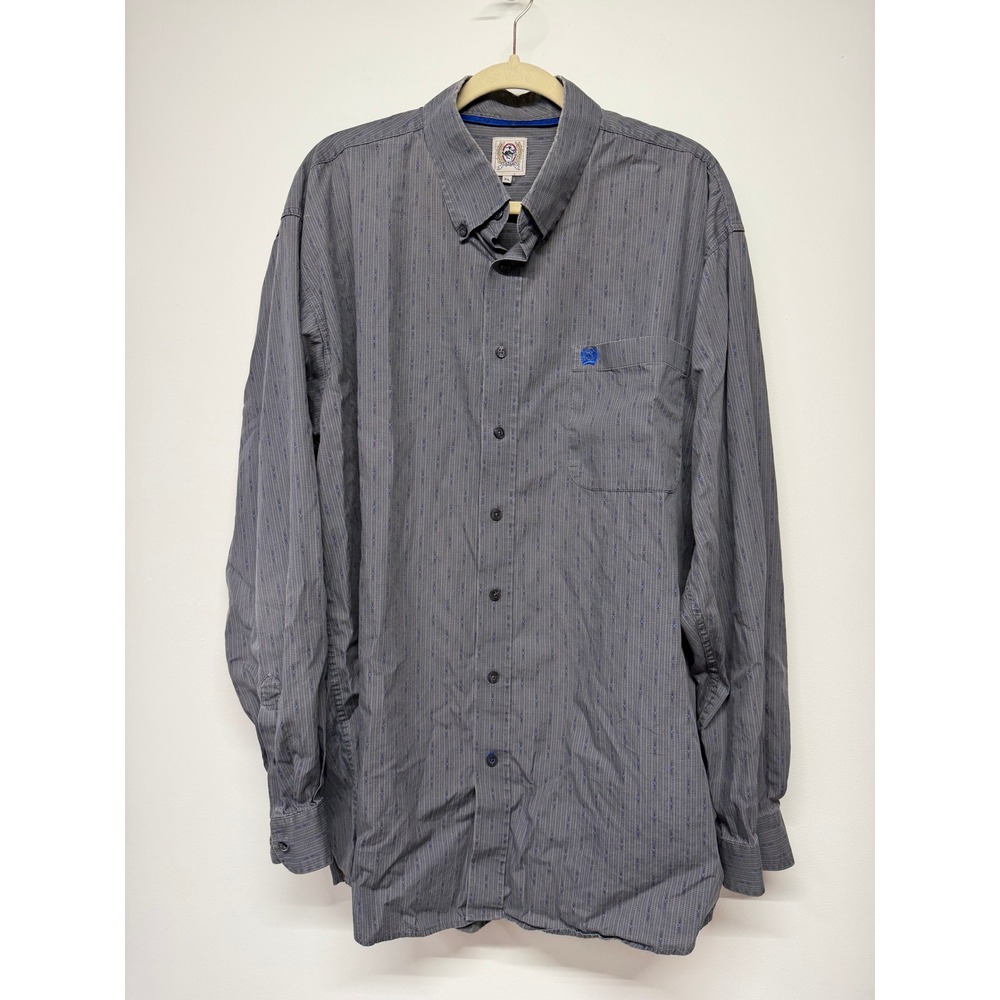 Cinch Gray Blue Geometric Button Down Western Shirt Long Sleeve XL Cotton